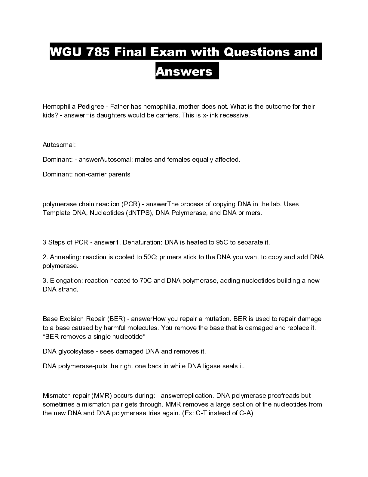 Preview of WGU 785 Final Exam with Questions and Answers
